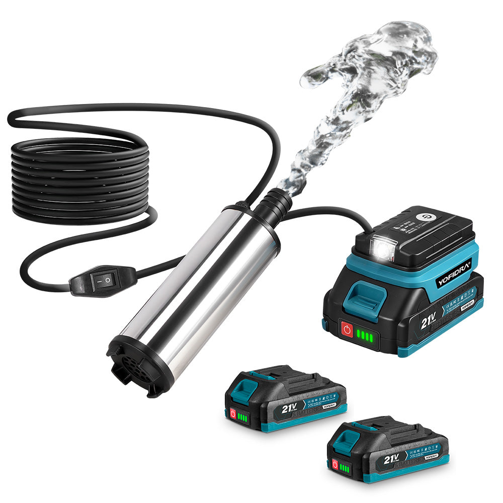YOFIDRA Mini Water Pump – 21V Portable Liquid Pump with LED Light & 5m Power Cord