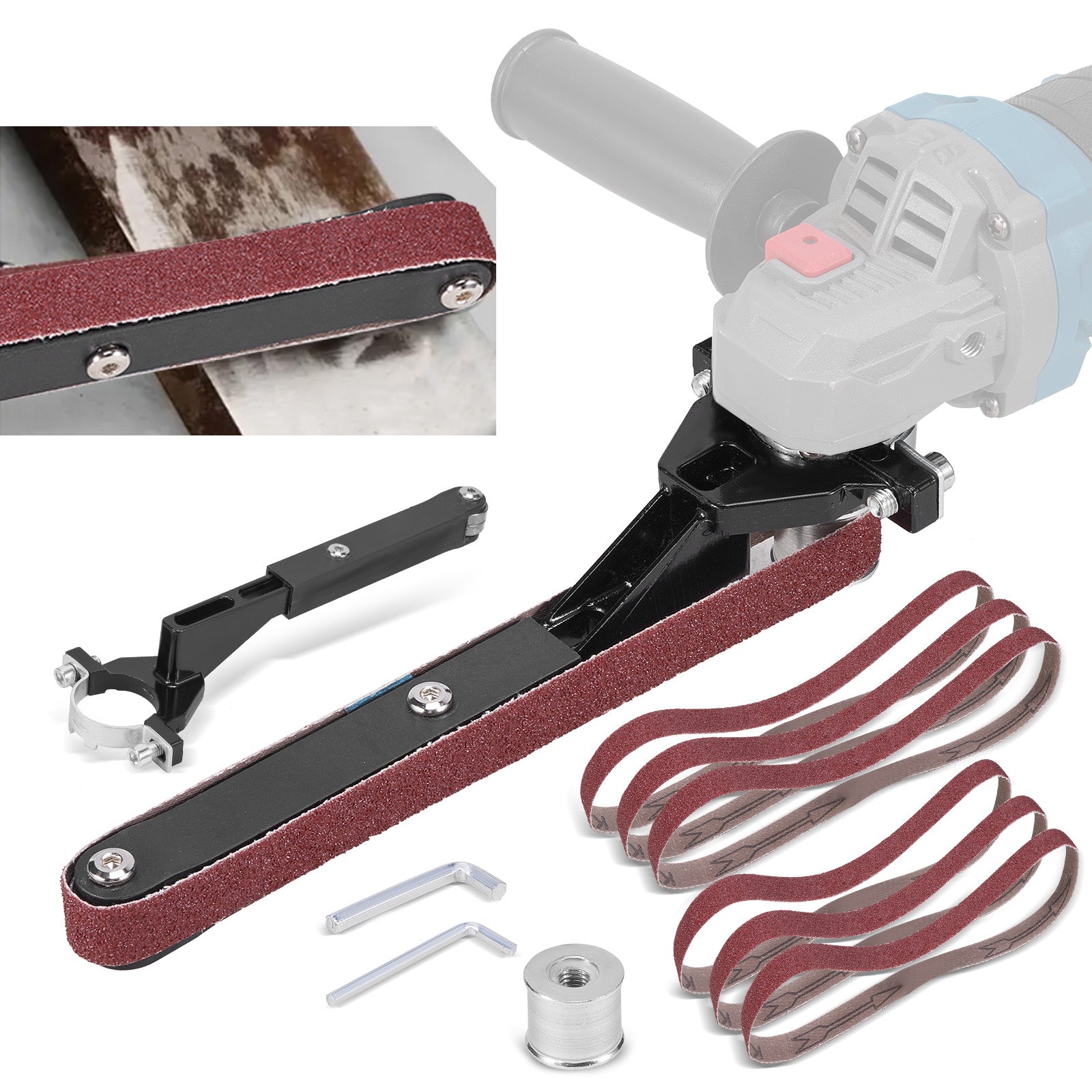 YOFIDRA Angle Grinder to Belt Sander Conversion Kit, 10PCS, Fits 100/115/125mm Grinders (M10–M14)