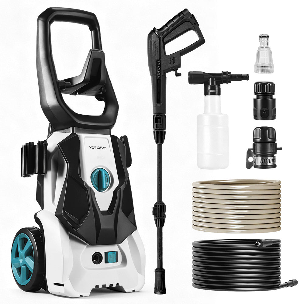 YOFIDRA 220V AC High-Pressure Car Washer Set 3093C with Inlet/Outlet Hose, Faucet Adapter & Foam Bottle