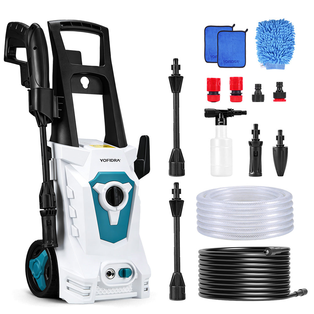 YOFIDRA 220V AC 1200W High-Pressure Car Washer 501L Set with Hoses, Foam Bottle & Accessories